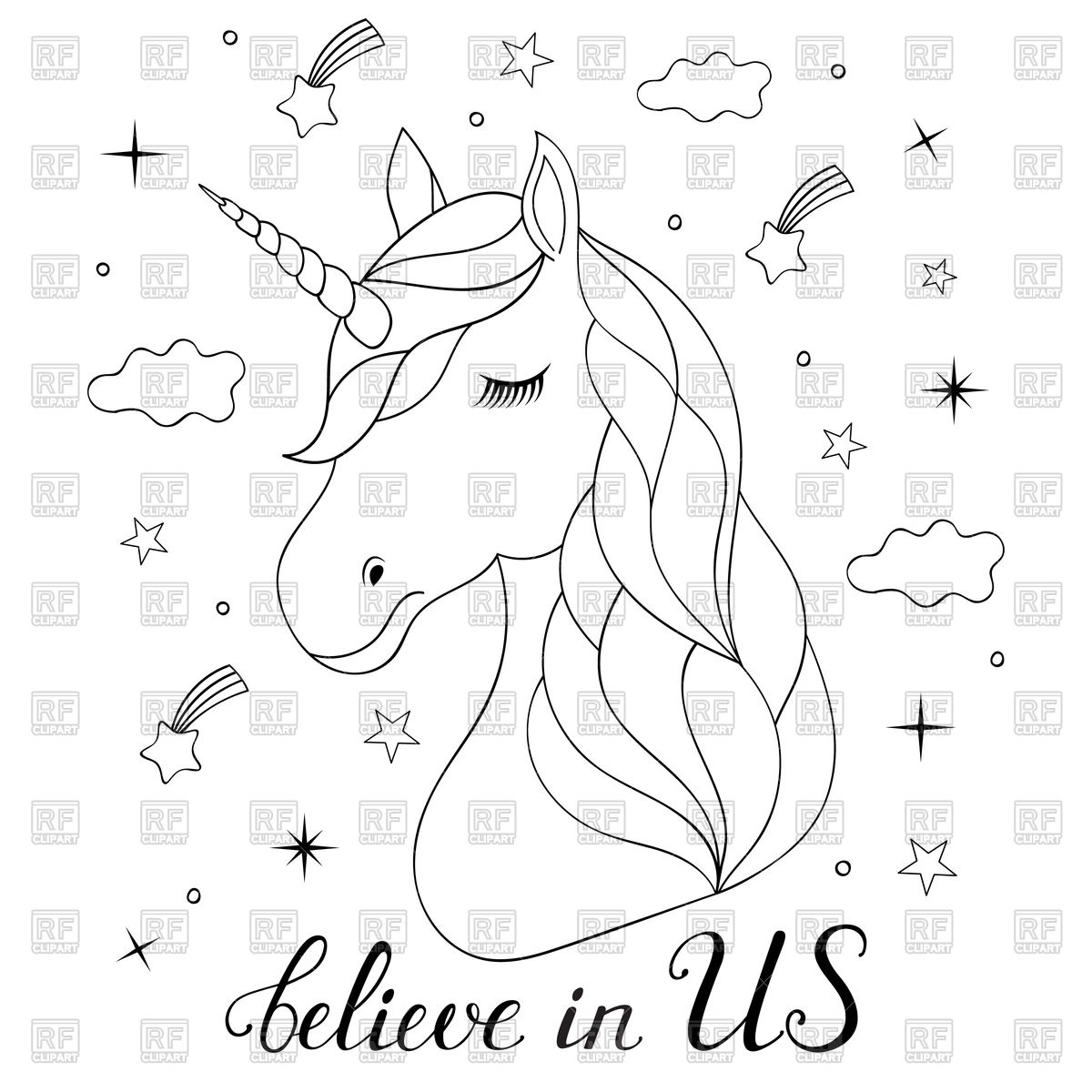 1200x1200 Hand Drawn Unicorn Vector Image Vector Artwork Of Plants And