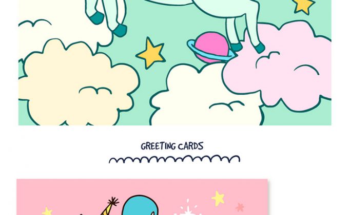 680x420 Awesome Unicorn Vector Pack Background And Greeting Cards Set