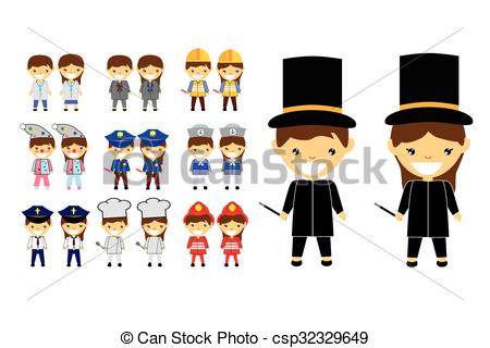 450x320 Vector Kids In Various Professional Uniform.