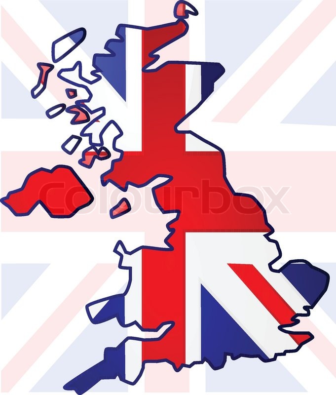 681x800 Illustration Of The United Kingdom Flag Over A Map Of The Uk