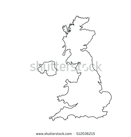 450x470 Raster Illustration Map Outline Drawing Stock United Kingdom