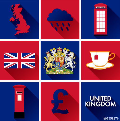 499x500 United Kingdom Flat Icon Set. Set Of Vector Graphic Flat Icons