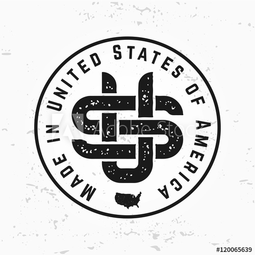 500x500 Made In Usa Monogram Vector. Vintage America Logo Design On Grunge
