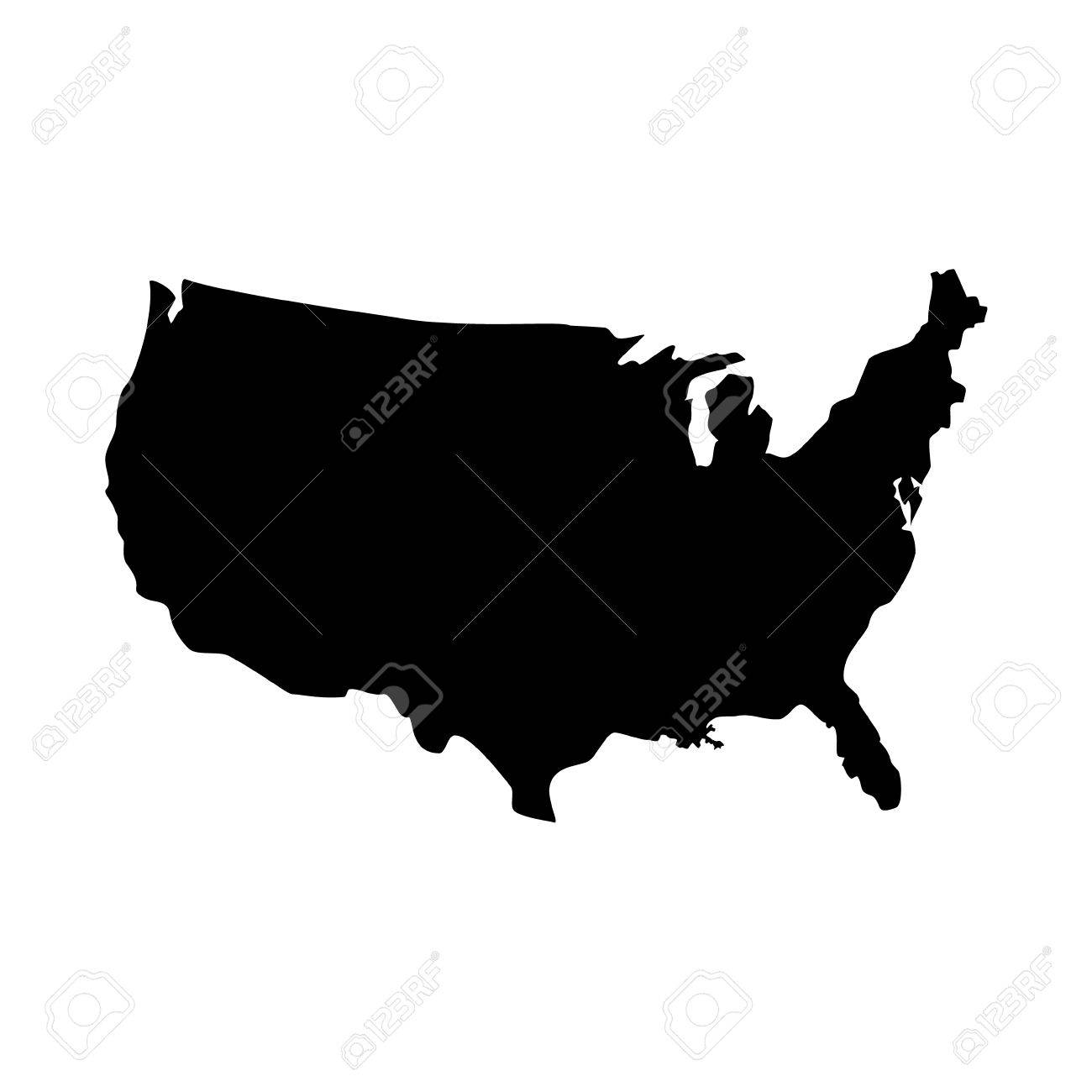 1300x1300 81378844 Vector Illustration Black Silhouette Map Of United States