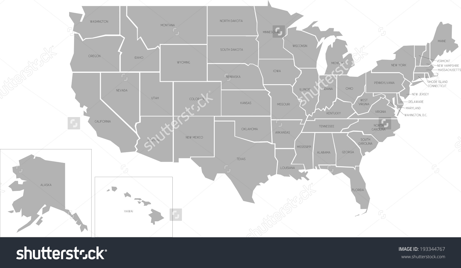1500x872 United States Map Outline Vector With State Names Vector Library