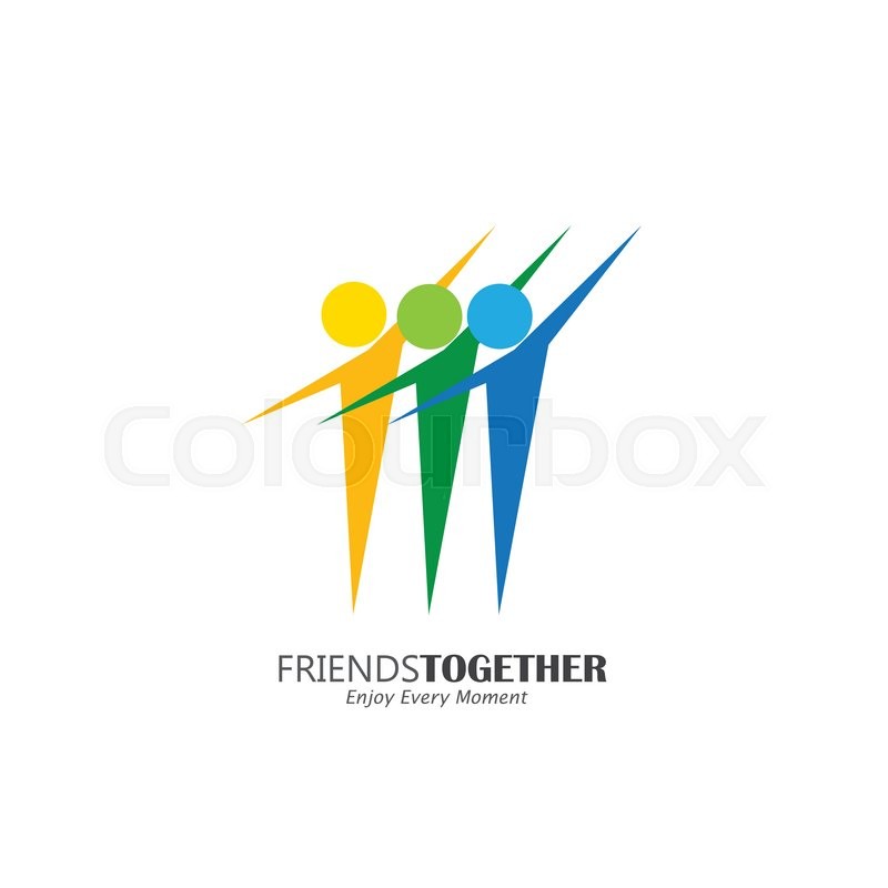 800x800 Lively Happy Excited People Friends Logo Concept Vector Icon. This