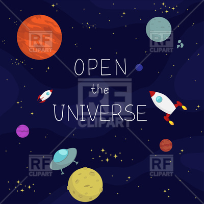 400x400 Space Background With Planets, Stars And Spaceships