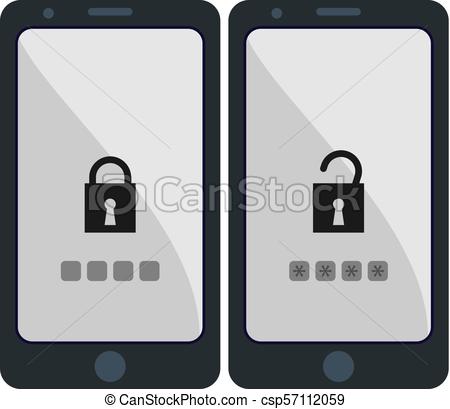 450x409 Smartphone Lock Unlock Vector Illustration.