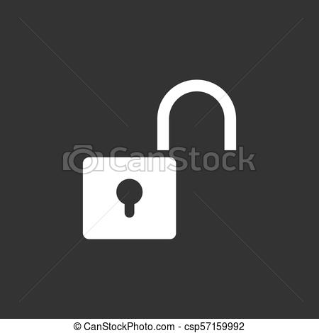 450x470 Unlock Icon On Black Background. Vector Illustration.