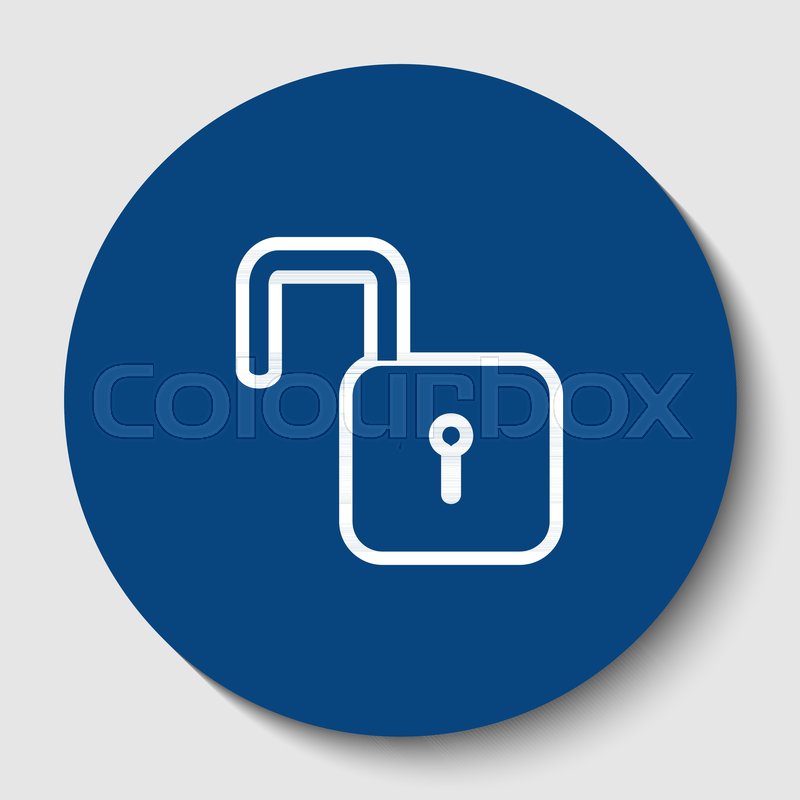 800x800 Unlock Sign Illustration. Vector. White Contour Icon In Dark