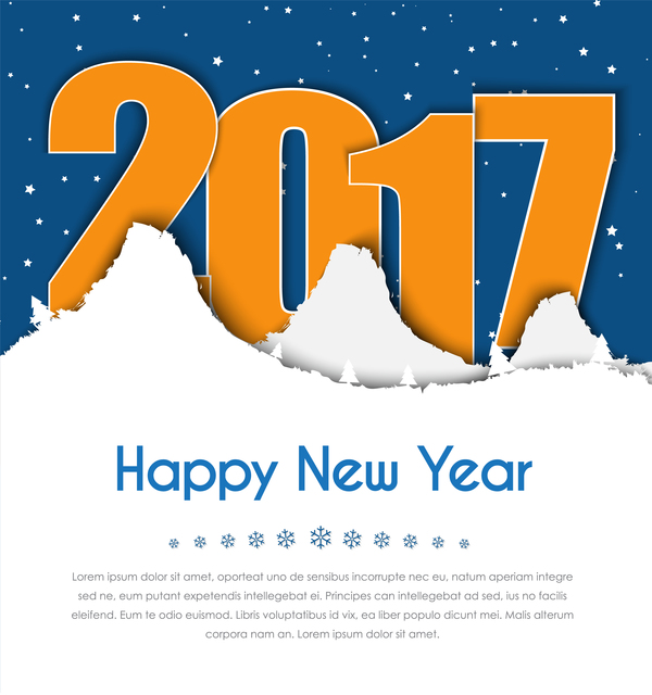 600x640 Happy New Year 2017 Vector Greeting Card Free Download