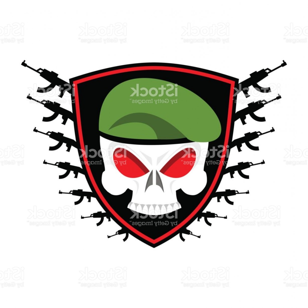 1228x1228 Military Emblem Skull In Beret Wings And Weapons Army Logo