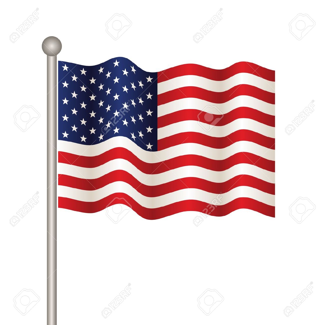 1300x1300 Vector Clipart Wavy Us Flag One Color