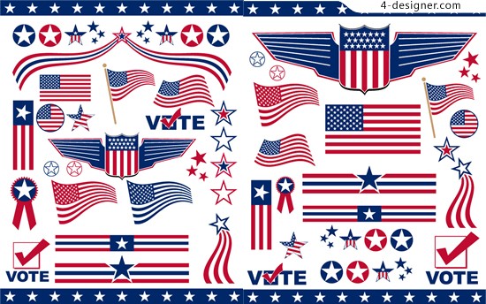550x344 4 Designer American Flag Art Vector Material