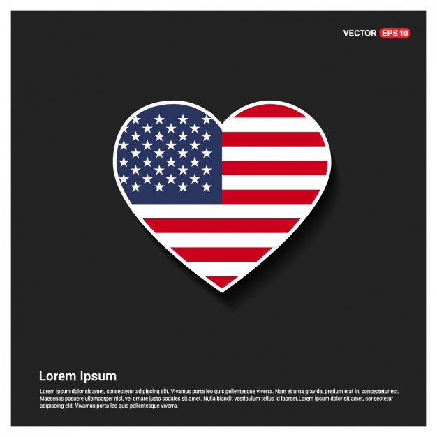 626x626 Heart Shaped American Flag Vector Free Download