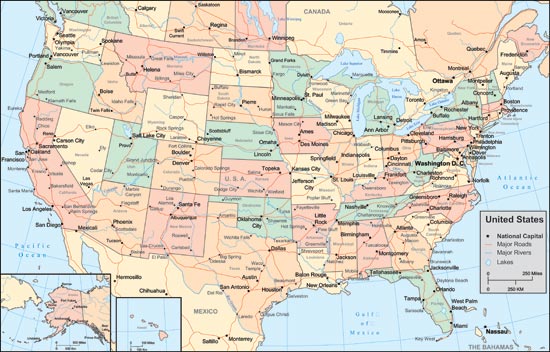 550x352 United States Vector Map