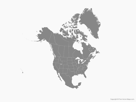 460x345 Vector Map Of North America With Us States And Canadian Provinces