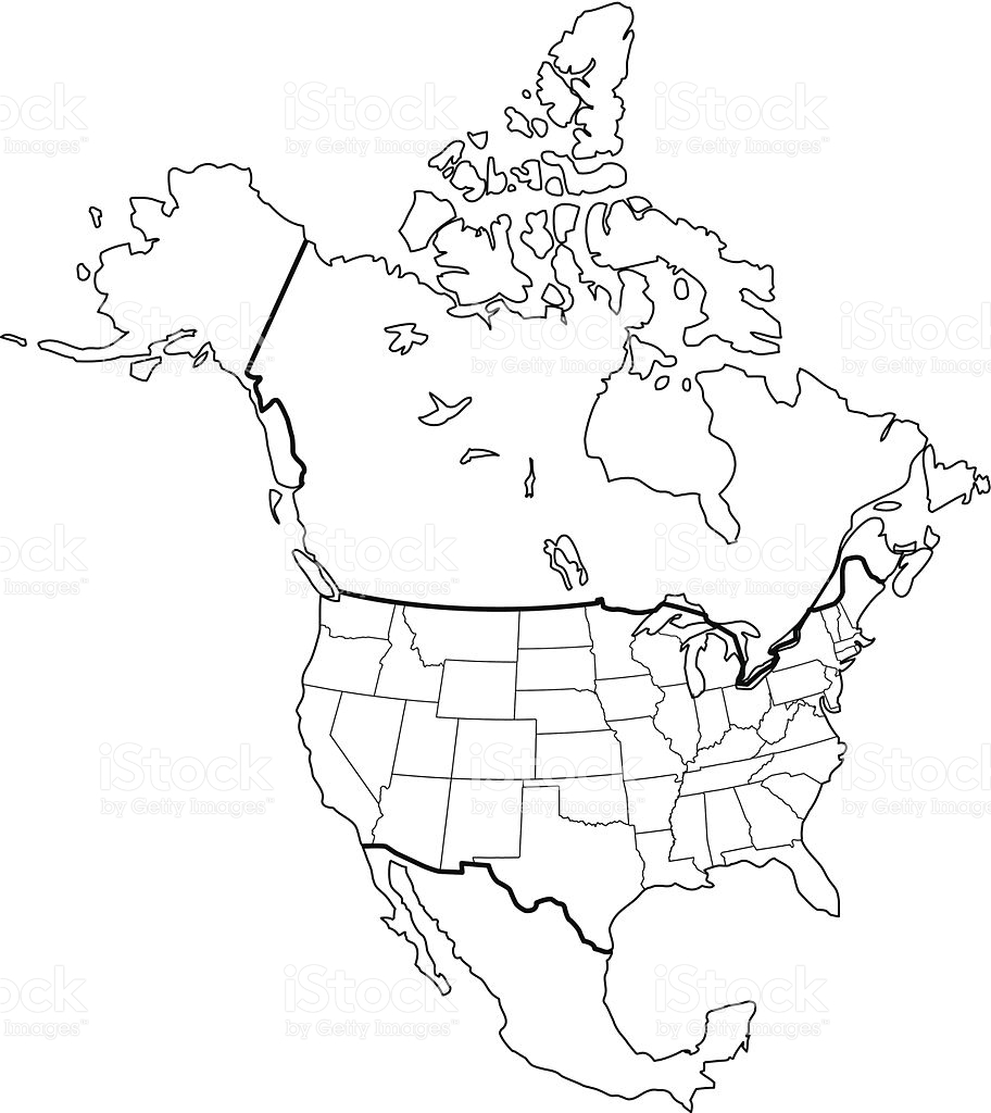 912x1024 Free Us Map Vector Art North America Map Outline White Background