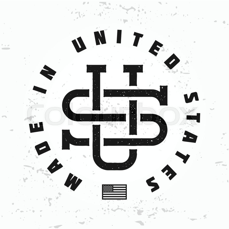 800x800 Made In Usa Monogram Vector. Vintage America Logo Design On Grunge