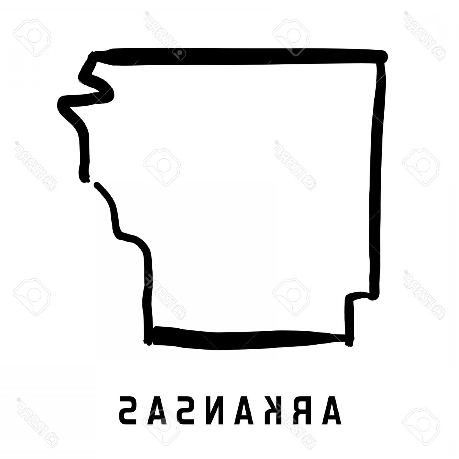 1560x1560 Photostock Vector Arkansas State Map Outline Smooth Simplified Us