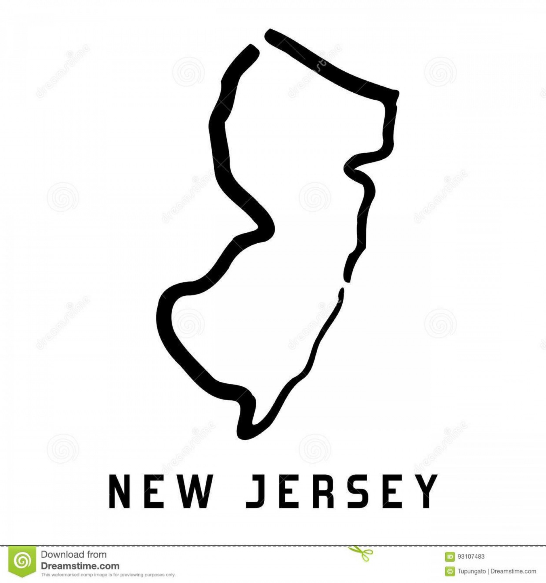 1872x2001 Stock Illustration New Jersey Simple Logo State Map Outline Smooth