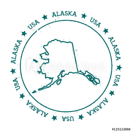 500x500 Alaska Vector Map. Retro Vintage Insignia With Us State Map