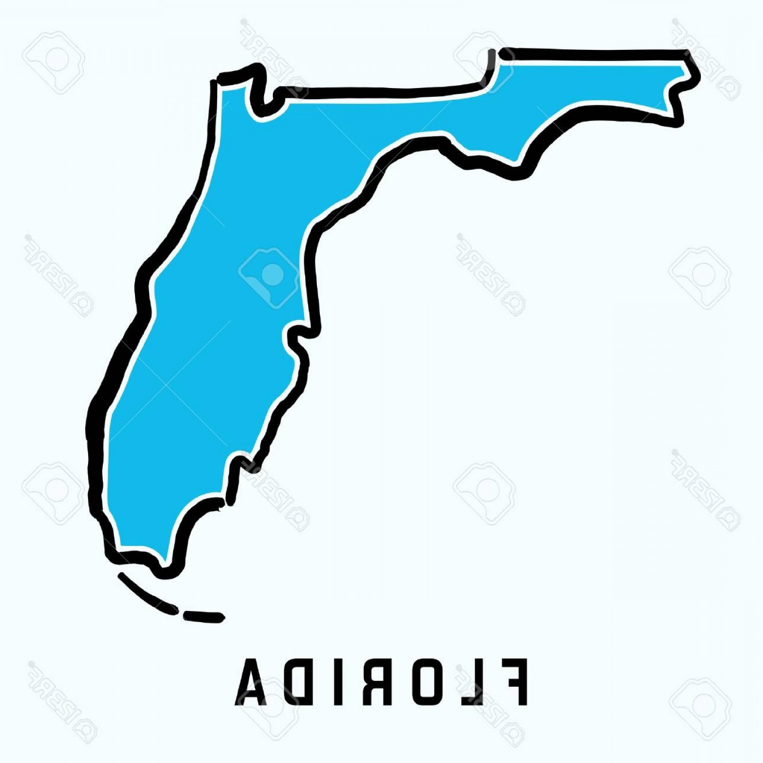 1560x1560 Photostock Vector Florida Map Outline Smooth Simplified Us State