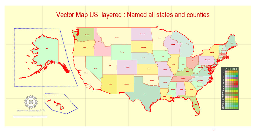 1000x515 Us And Canada Pdf Map Administrative Vector Illustrator States