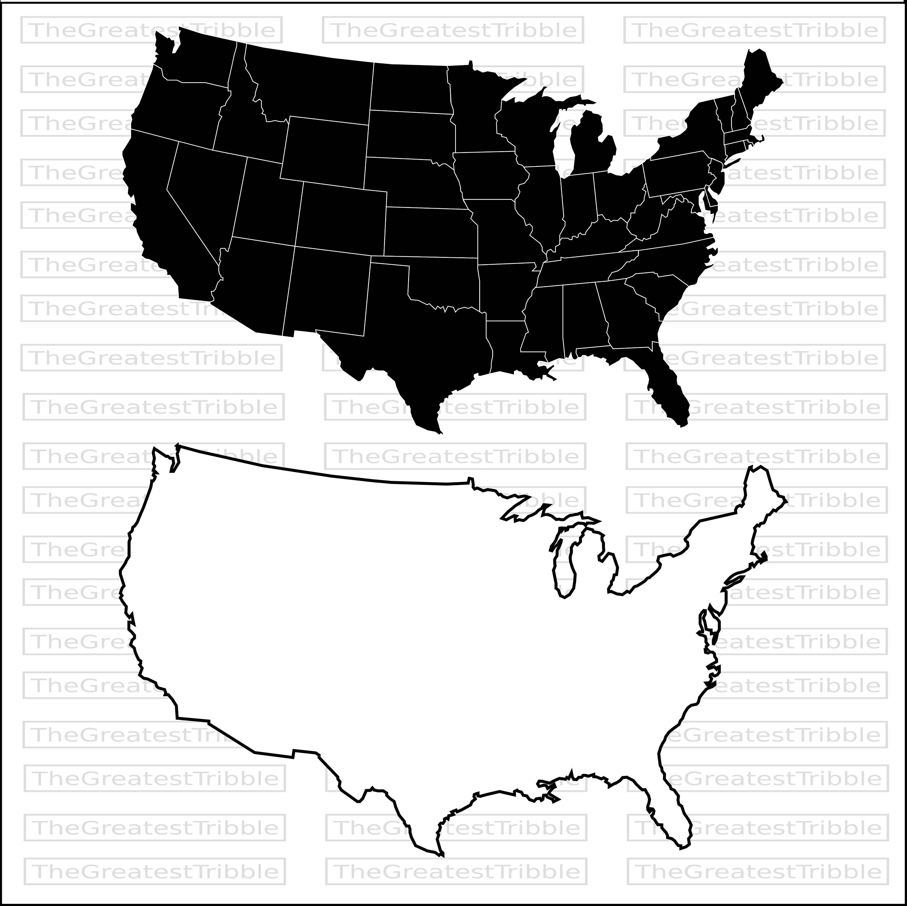 3000x2997 Us State Map Black And White Us Map In Black And White Usmap3