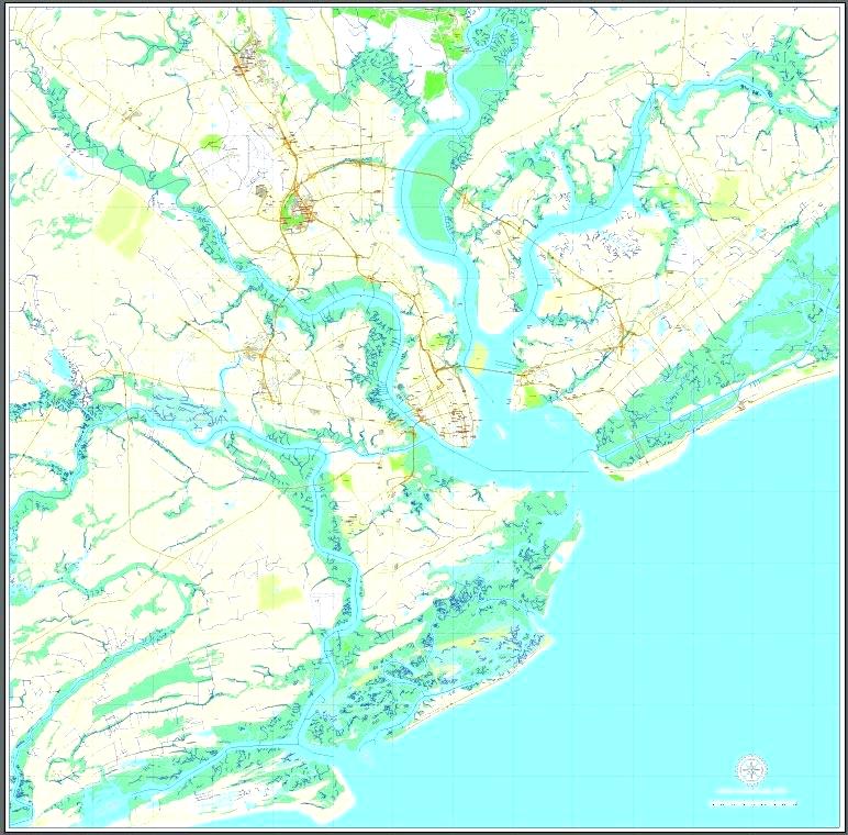 772x760 Charleston Sc Map Printable South Us Vector Street City Plan Full