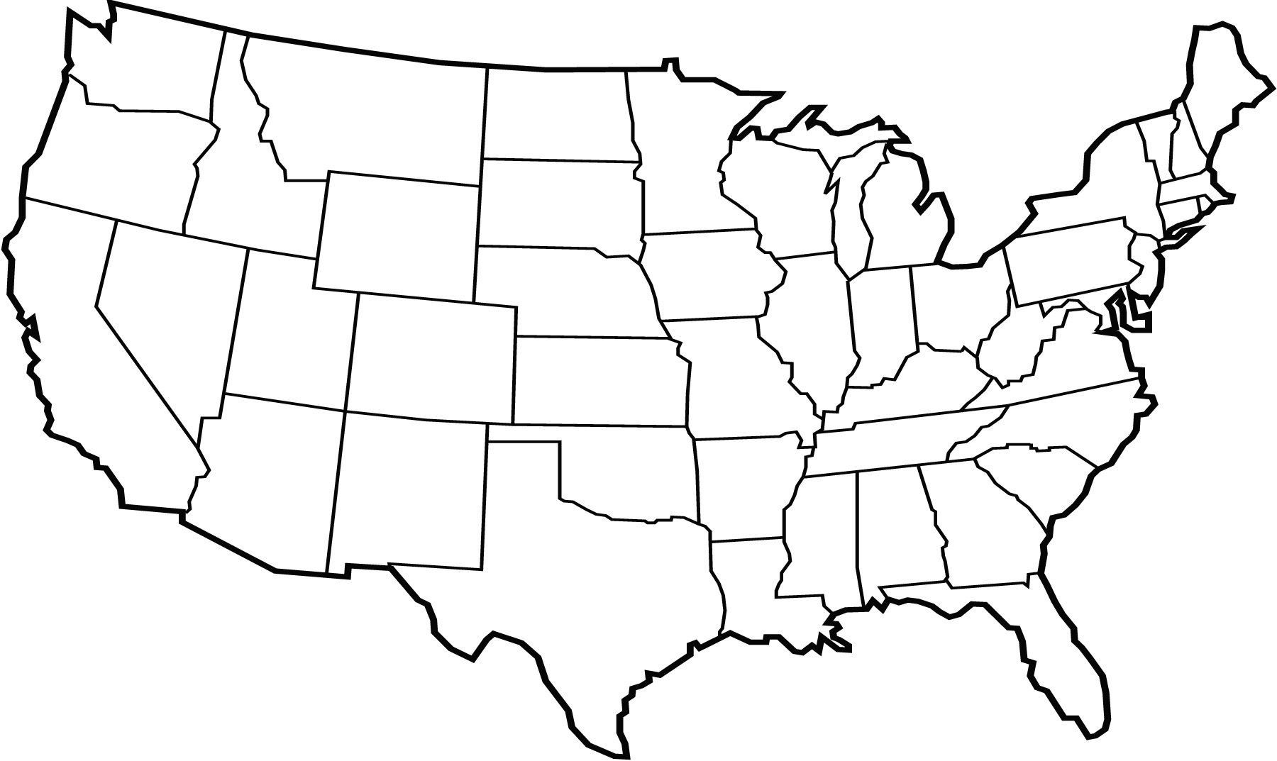 1800x1073 Clipart Us Map Border Security United States Outline Vector With
