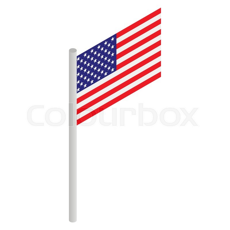 800x800 American Flag Icon In Isometric 3d Style Isolated On White