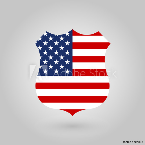 500x500 Us Flag In The Shape Of A Police Badge. American Flag Icon. United