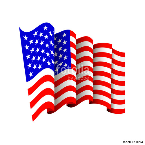500x500 American Flag Icon Isolated. Waving Icon Of United States Of