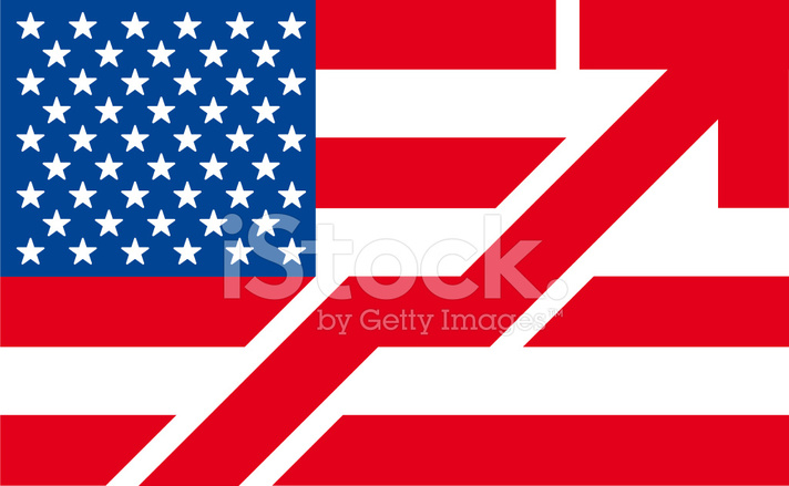 712x439 American Flag Symbol The Usa Flag On Up Arrow Stock Vector