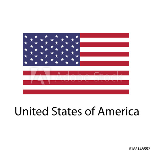 500x500 Flag Of Usa With Name Icon. Official Colors And Proportion