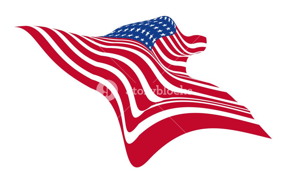 1000x633 Wavy Usa Flag Vector Royalty Free Stock Image