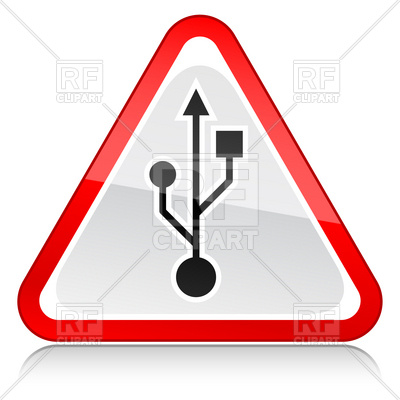 400x400 Three Cornered White Traffic Sign With Red Border And Usb Symbol