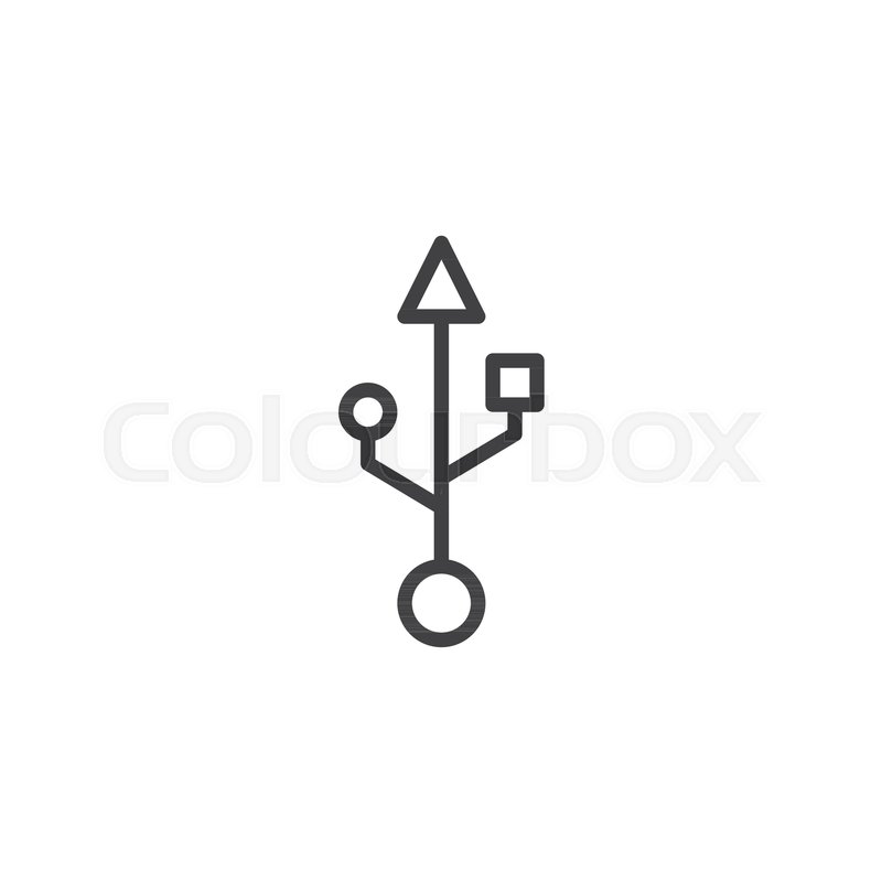 800x800 Usb Connection Line Icon, Outline Vector Sign, Linear Style