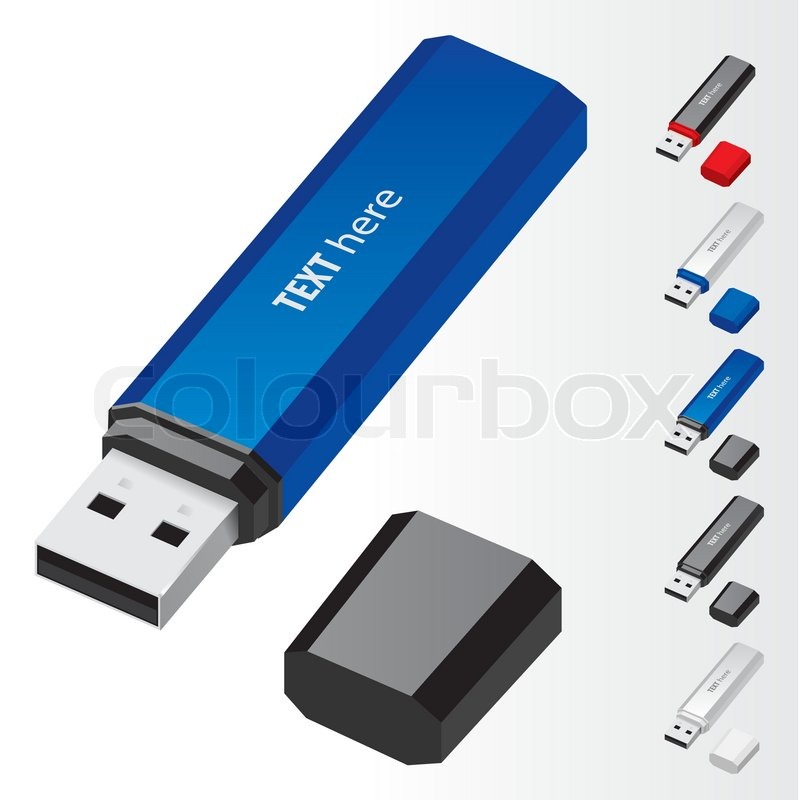 800x800 Blue Usb Flash Drive Vector Icons Stock Vector Colourbox