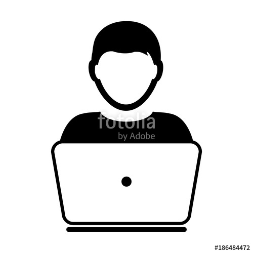 500x500 User Icon Vector With Laptop Computer Male Person Profile Avatar