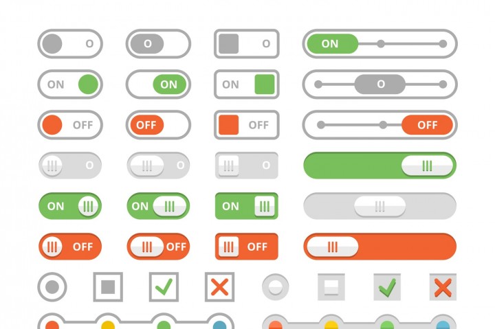 720x479 On And Off Toggle Switches, Elements Of User Interface Vector Set