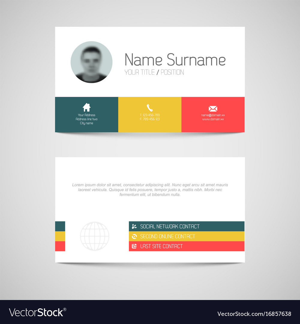 1000x1080 Modern Business Card Template With Flat User Vector 16857638