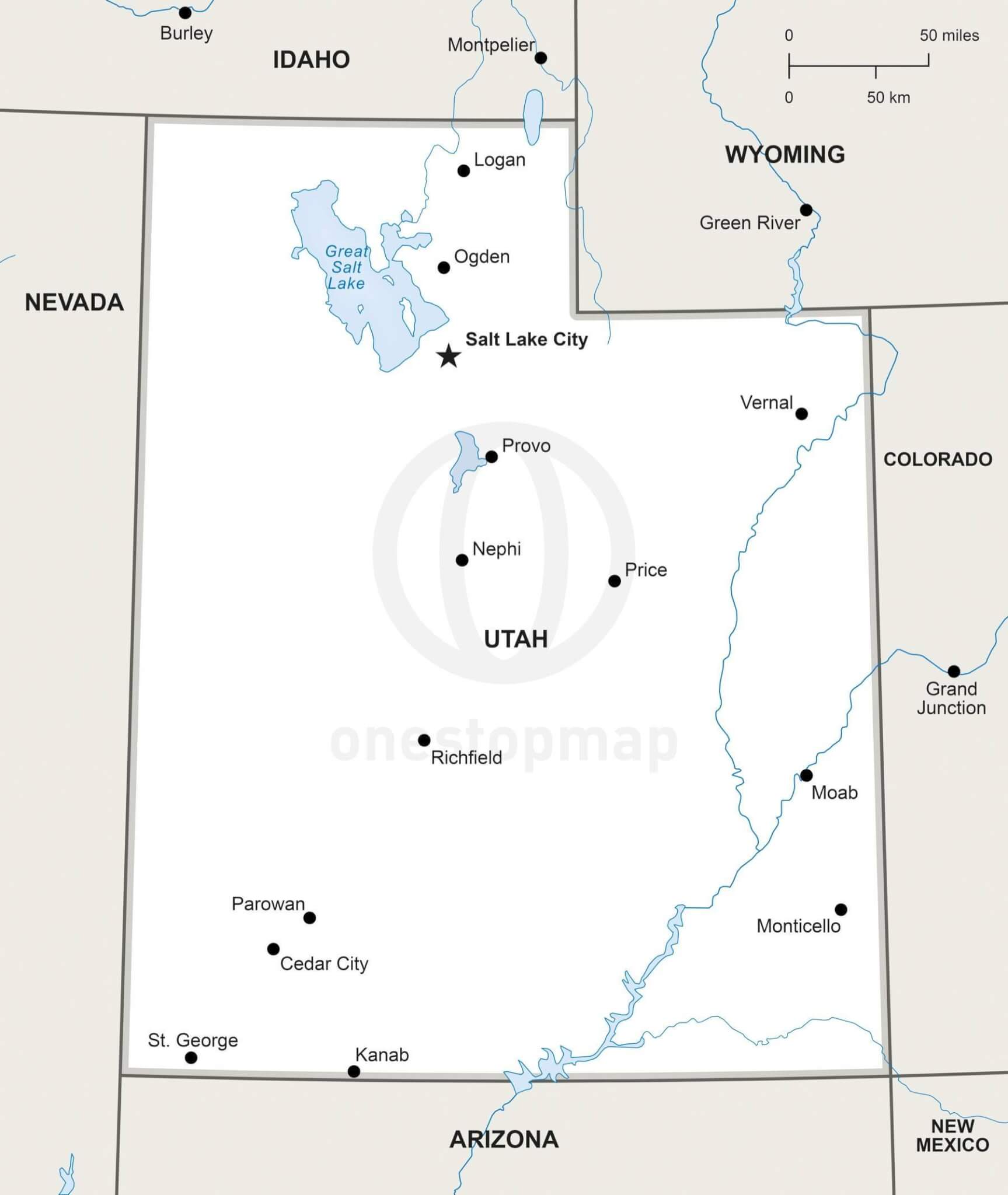 1727x2048 Vector Map Of Utah Political One Stop Map