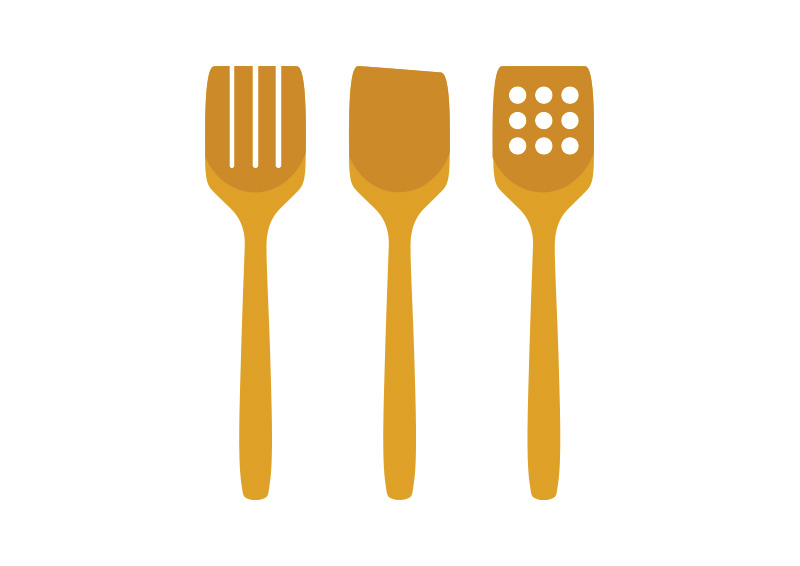 800x566 Kitchen Wooden Utensils Flat Vector On White Background