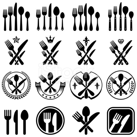 440x440 Utensils Black Amp White Royalty Free Vector Icon Set Stock Vector