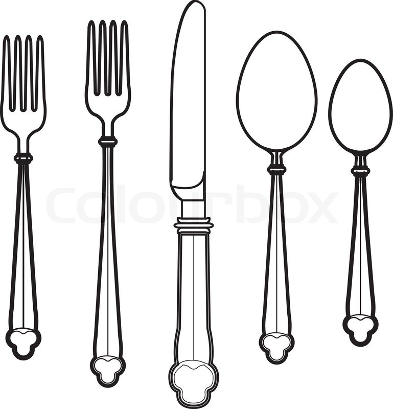 769x800 Doodle Style Eating Utensils Illustration In Vector Format
