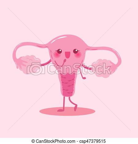 450x470 Cute Cartoon Uterus Smile On The Pink Background Vector Clip Art