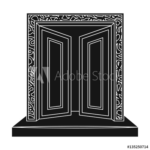 500x500 Gates To Valhalla Icon In Black Style Isolated On White Background