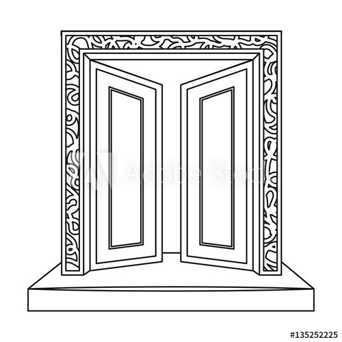500x500 Gates To Valhalla Icon In Outline Style Isolated On White